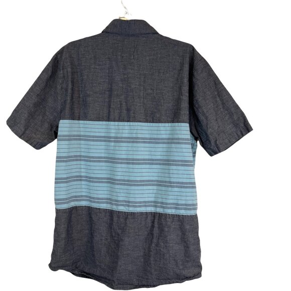 Volcom Shirt PS Womens Slim Fit Short Sleeve Striped Button Down Sz Petite Small - Picture 2 of 9